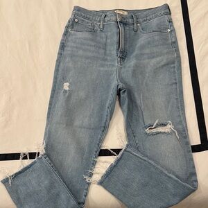 Madewell The Perfect Vintage Light Blue Distressed Straight Leg Jeans